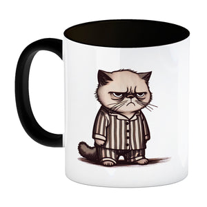 Grimmige Katze im Schlafanzug Kaffeebecher