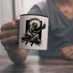 Wütende Hexe auf einem Besen Kaffeebecher