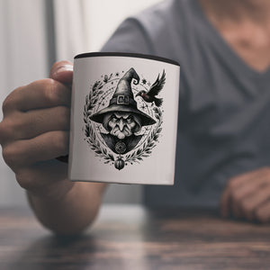 Hexe mit einem Raben Kaffeebecher