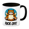 Katze Mittelfinger Kaffeebecher mit Spruch Fuck OFF!