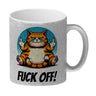 Katze Mittelfinger Kaffeebecher mit Spruch Fuck OFF!