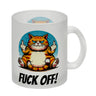 Katze Mittelfinger Kaffeebecher mit Spruch Fuck OFF!