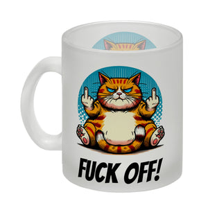 Katze Mittelfinger Kaffeebecher mit Spruch Fuck OFF!