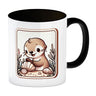 Baby Otter mit Muschel Retro Kaffeebecher