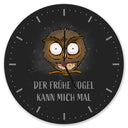 Eule Wanduhr mit Spruch Der frühe Vogel kann mich mal