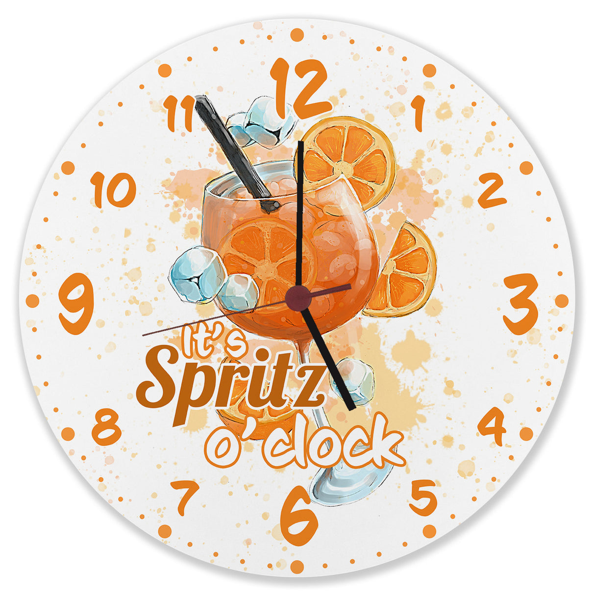 Cocktail Wanduhr mit Spruch It's Spritz o'clock