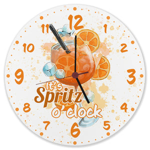 Cocktail Wanduhr mit Spruch It's Spritz o'clock