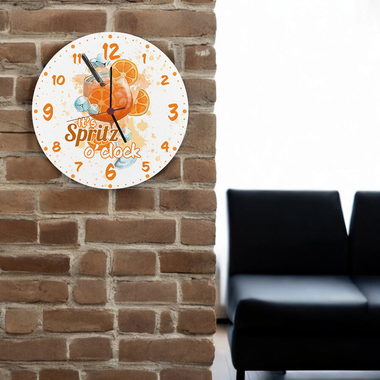 Cocktail Wanduhr mit Spruch It's Spritz o'clock