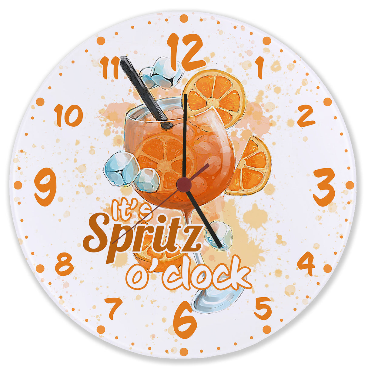 Cocktail Wanduhr mit Spruch It's Spritz o'clock