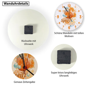 Cocktail Wanduhr mit Spruch It's Spritz o'clock