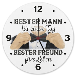 Trauzeuge Wanduhr mit Spruch Bester Mann ewiger Freund