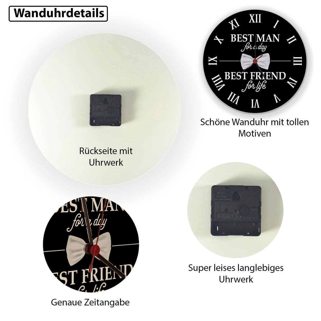 Trauzeuge Wanduhr mit Spruch Best Man for a day