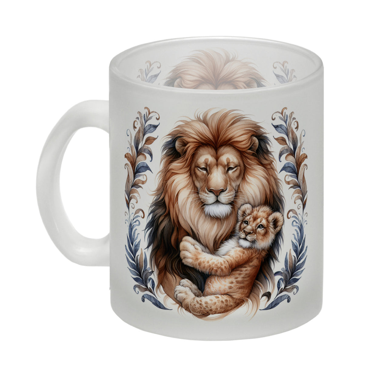 Löwenpapa mit Baby Kaffeebecher