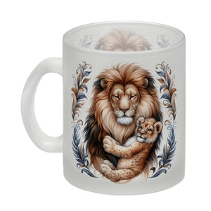 Löwenpapa mit Baby Kaffeebecher
