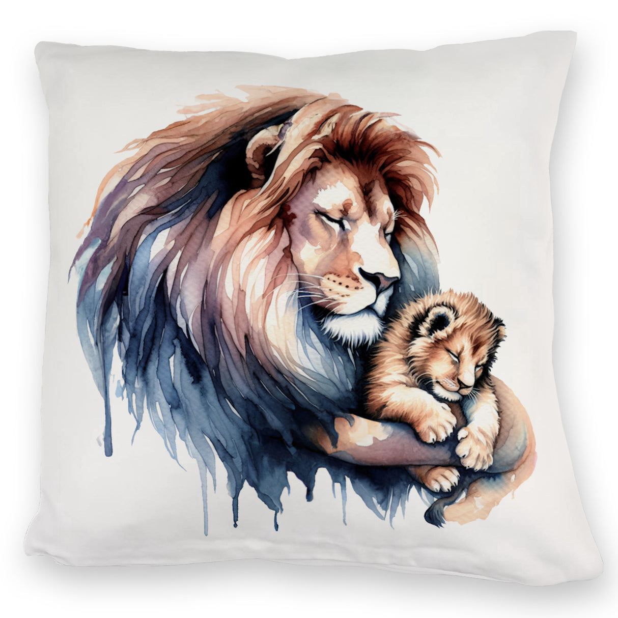 Schlafender Löwenpapa mit Löwenbaby Kissen
