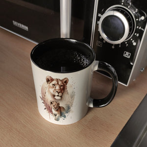 Löwin mit Baby Kaffeebecher