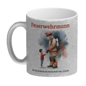 Feuerwehrmann mit Sohn Kaffeebecher