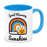 Regenbogen und Sonne Kaffeebecher mit Spruch Good Morning Sunshine