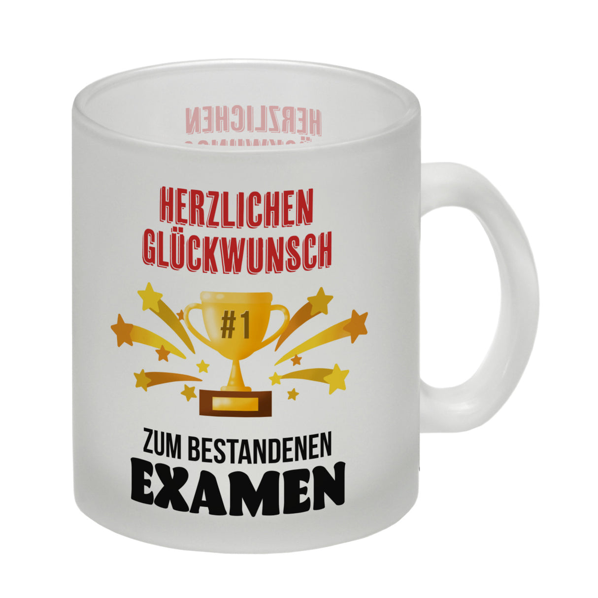 Nummer 1-Pokal Kaffeebecher mit Spruch Glückwunsch zum bestandenen Examen