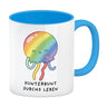 Jelly & Friends Regenbogen-Qualle Kaffeebecher mit Spruch Kunterbunt durchs Leben