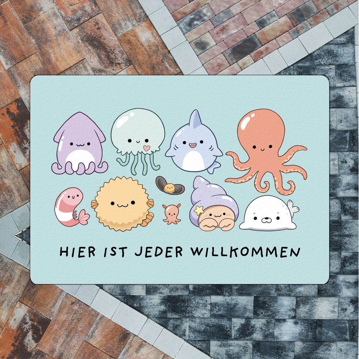 Jelly & Friends Fußmatte in 35x50 cm ohne Rand mit Spruch Hier ist jeder Willkommen