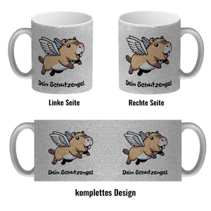 Comic Capybara mit Flügeln Kaffeebecher mit Spruch Dein Schutzengel