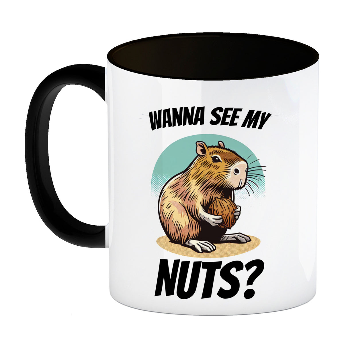 Capybara Kaffeebecher mit Spruch Wanna see my Nuts
