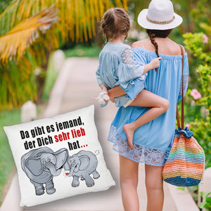 Elefanten Kissen mit Spruch Jemand hat dich sehr lieb