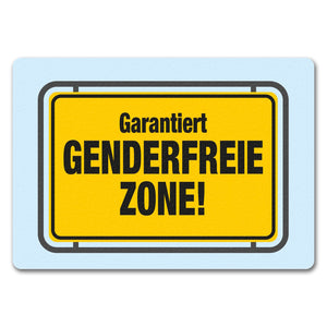 Garantiert genderfreie Zone Fußmatte in 35x50 cm ohne Rand in Straßenschildoptik