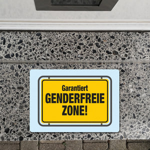 Garantiert genderfreie Zone Fußmatte in 35x50 cm ohne Rand in Straßenschildoptik