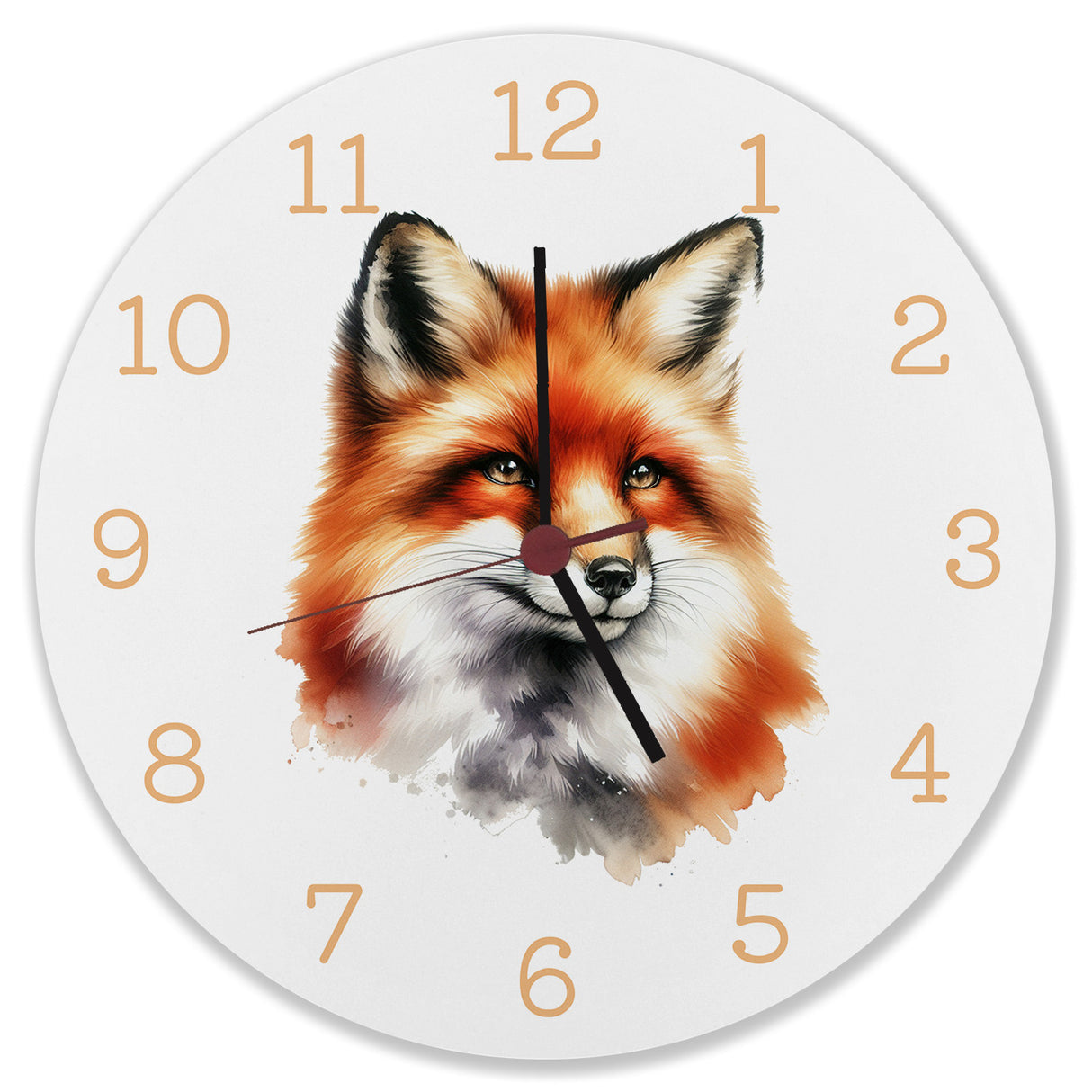 Fuchs Porträt Aquarell Wanduhr