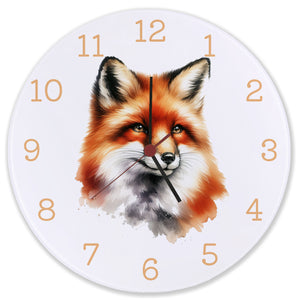 Fuchs Porträt Aquarell Wanduhr