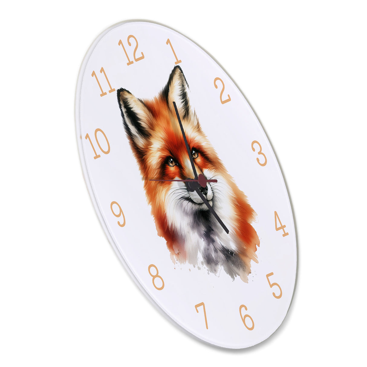 Fuchs Porträt Aquarell Wanduhr