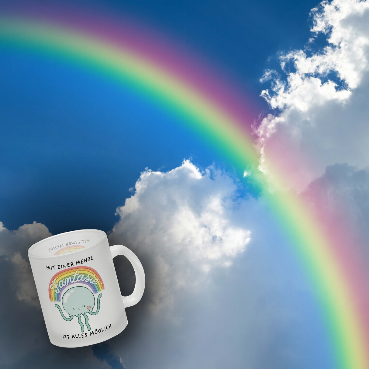 Jelly & Friends Qualle Kaffeebecher mit Spruch Mit Fantasie ist alles möglich