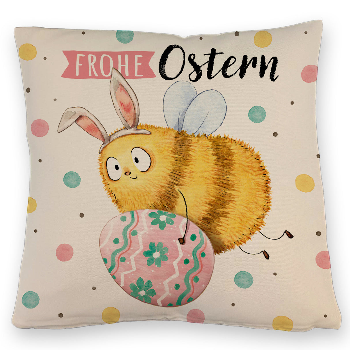Pummel Biene Kissen mit Spruch Frohe Ostern