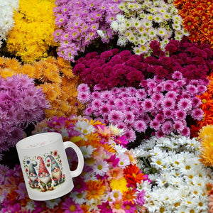 Gartenzwerge mit Blumen Kaffeebecher