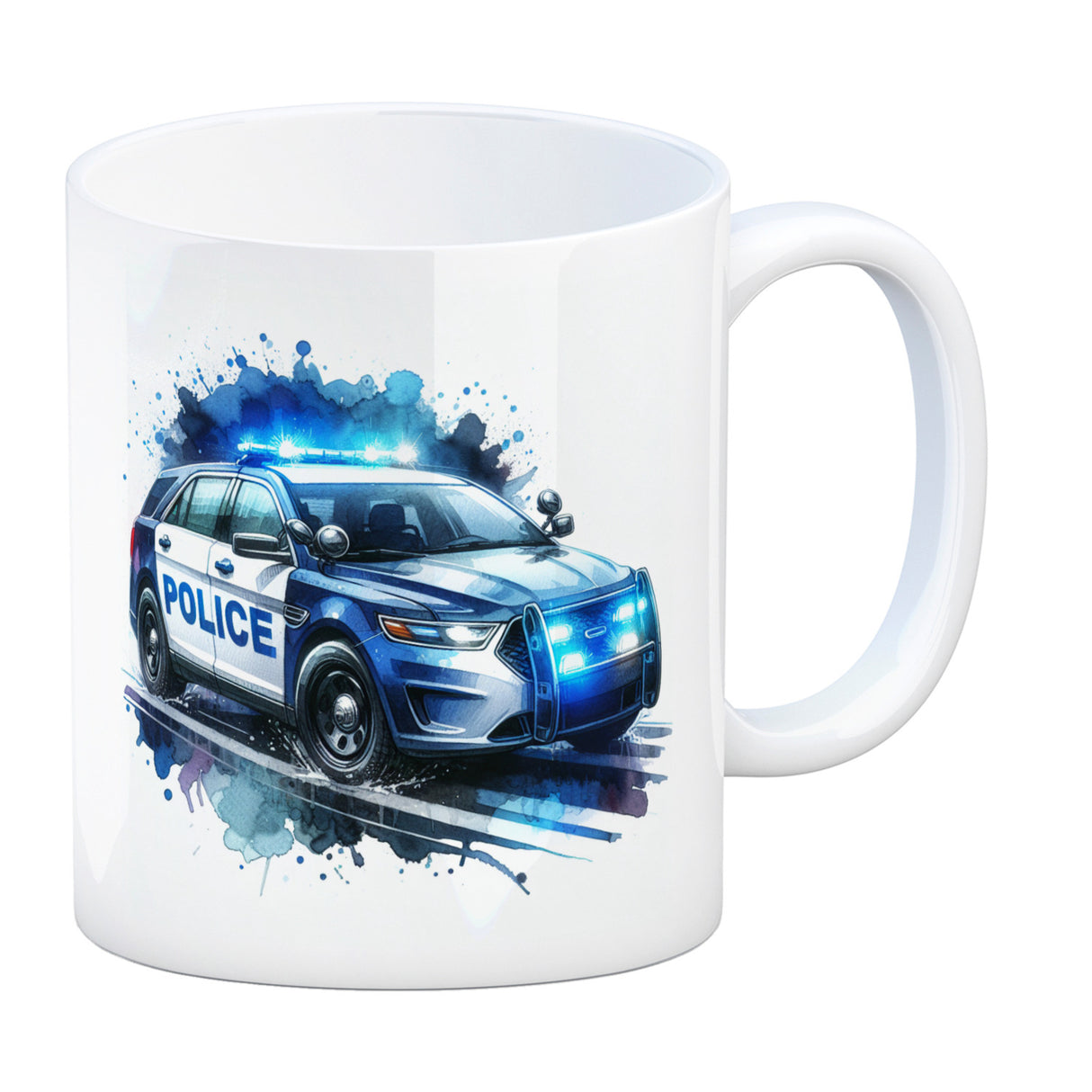 Polizeiauto im Einsatz Kaffeebecher
