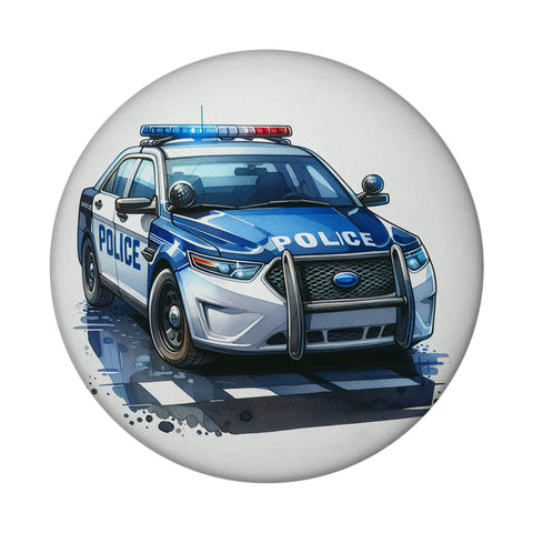 Polizeiauto mit Blaulicht Magnet rund