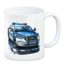 Polizeiauto mit Blaulicht Kaffeebecher