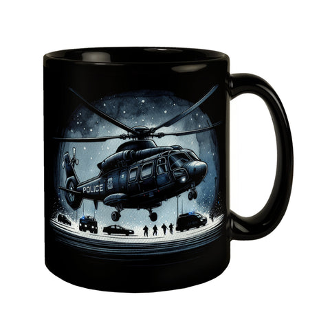 Polizeihubschrauber Tasse in Schwarz