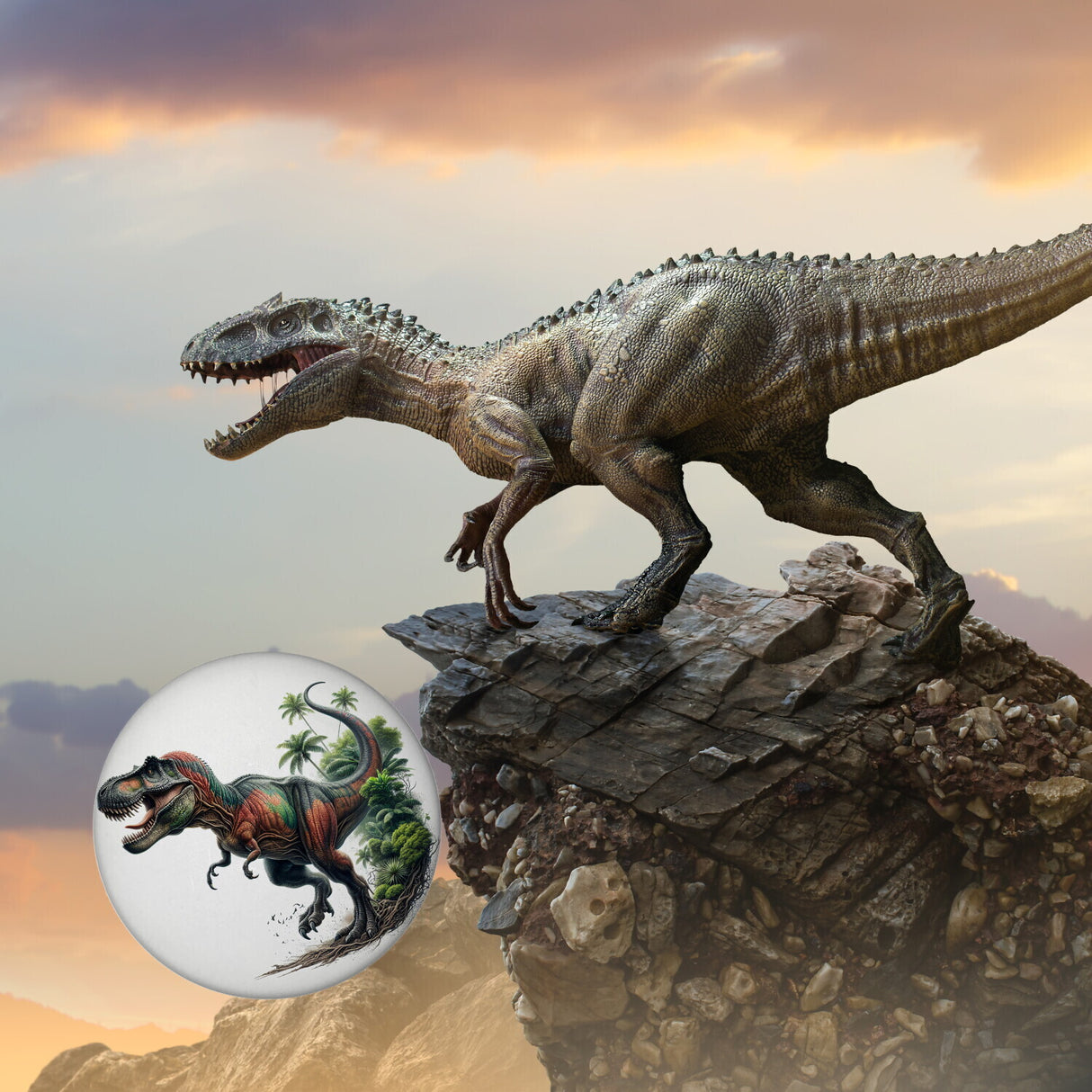 T-Rex Dinosaurier Magnet rund
