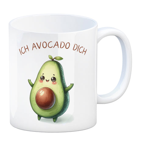 Avocado Kaffeebecher mit Spruch Ich Avocado dich
