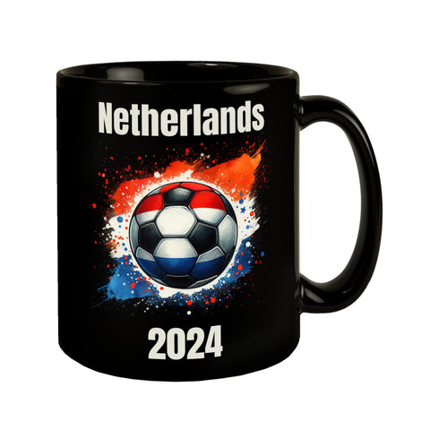 Fußball Niederlande Flagge Tasse in Schwarz