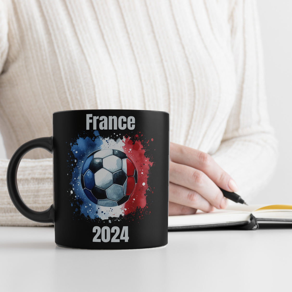 Fußball Frankreich Flagge Tasse in Schwarz