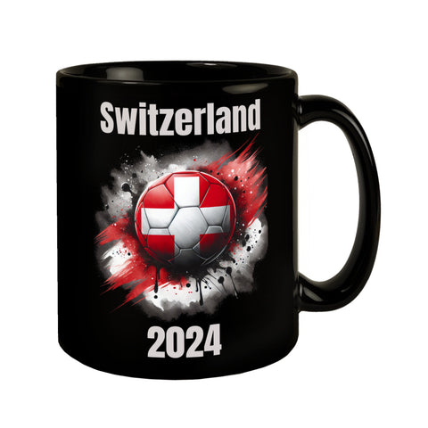 Fußball Schweiz Flagge Tasse in Schwarz