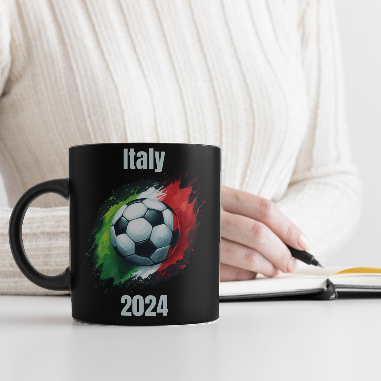 Fußball Italien Flagge Tasse in Schwarz
