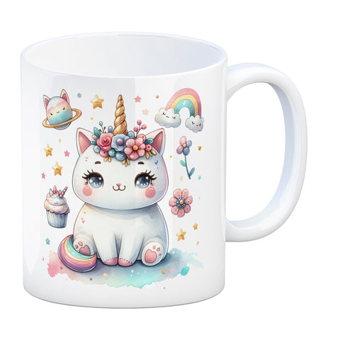 Einhorn-Katze Aquarell Kaffeebecher