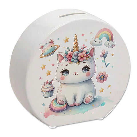 Einhorn-Katze Aquarell Spardose