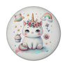 Einhorn-Katze Aquarell Magnet rund