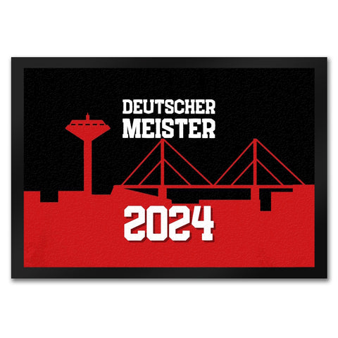 Leverkusen Fußmatte in 35x50 cm mit Spruch Deutscher Meister 2024